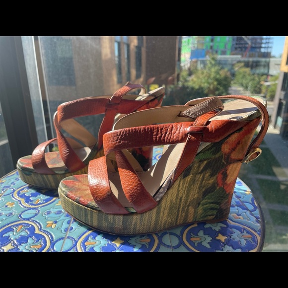Valentino Multicolor Floral Wedges - Picture 2 of 6